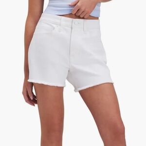 Good American Good '90s High Rise Cutoff Denim Shorts White Size 33